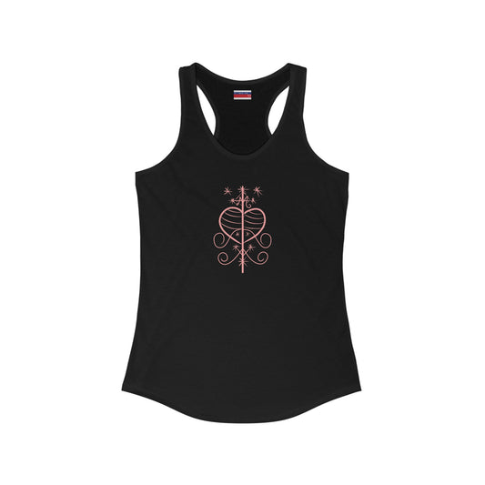 Racerback Tank-Top, Erzuli-Freda veve, Pink on Black