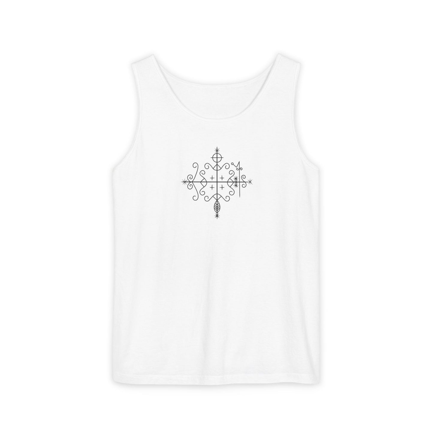 Uni Tank-Top Papa-Legba veve, Black on White