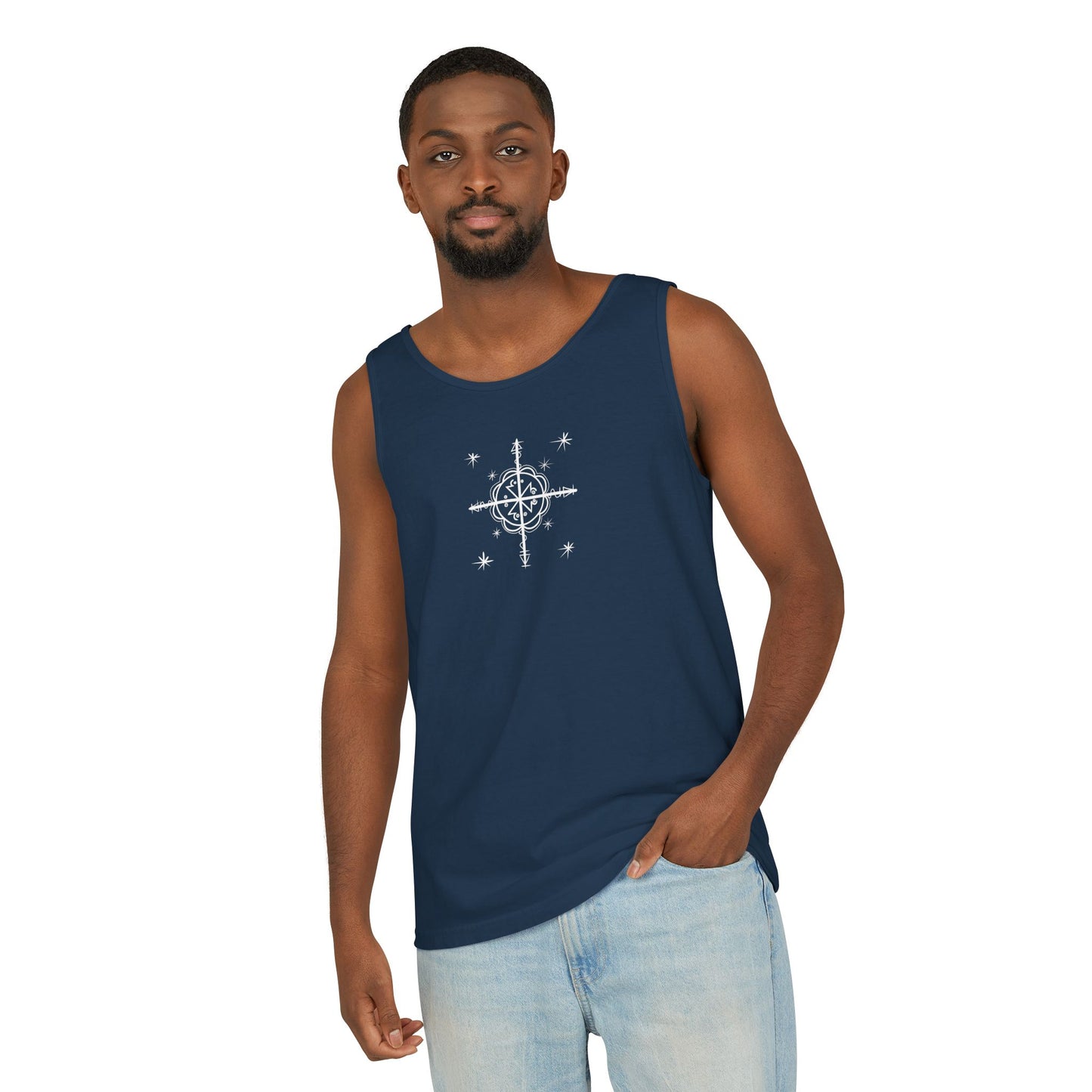 Uni Tank-Top Mèt-Kalfou veve, White on True Navy