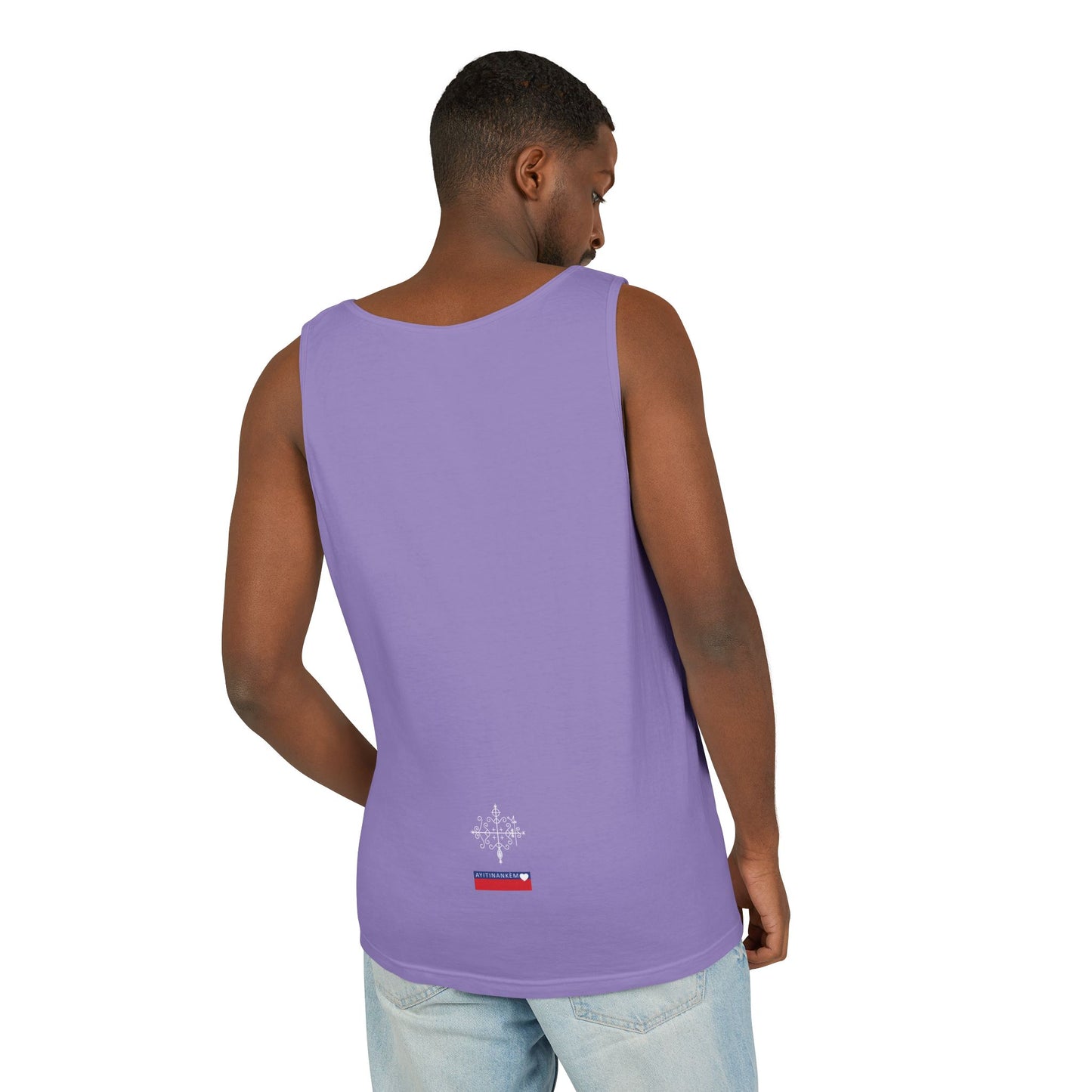 Uni Tank-Top Papa-Legba veve, White on Violet