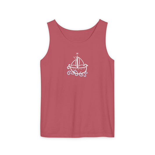 Uni Tank-Top Agwe veve, White on Crimson