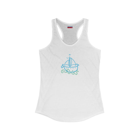 Racerback Tank-Top, Agwe veve , Blue on White