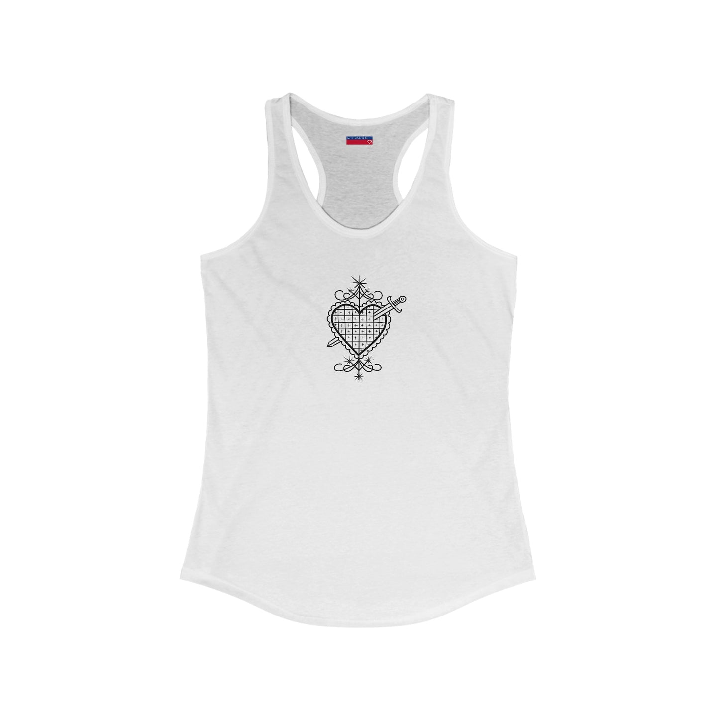 Racerback Tank-Top, Erzuli-Dantor veve , Black on  White