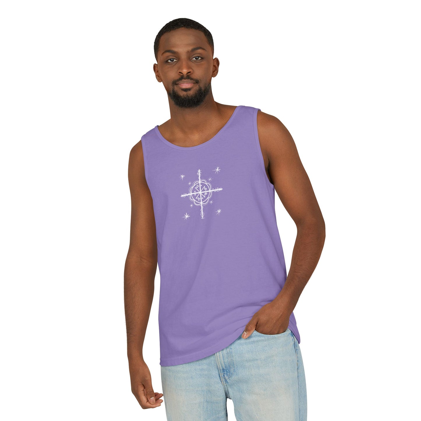 Uni Tank-Top Mèt-Kalfou veve, White on Violet