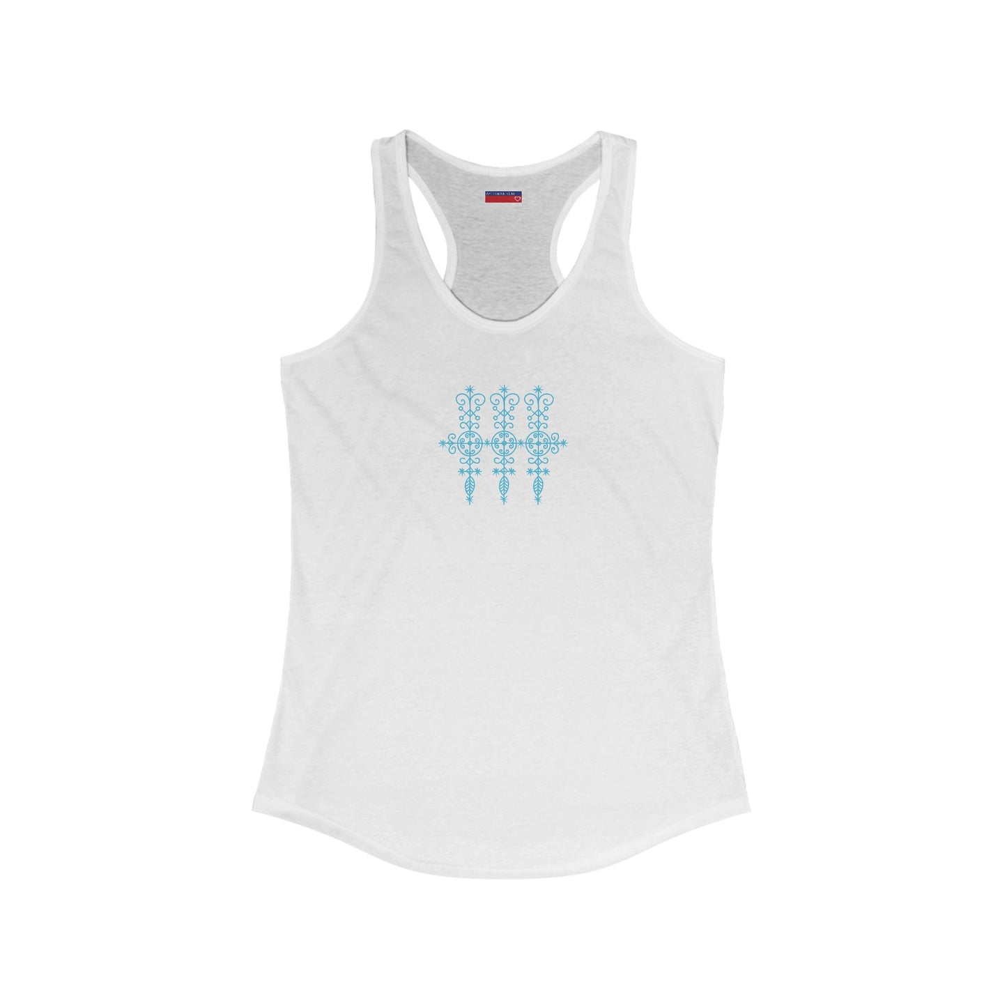 Racerback Tank-Top, Marassa veve, Blue on White