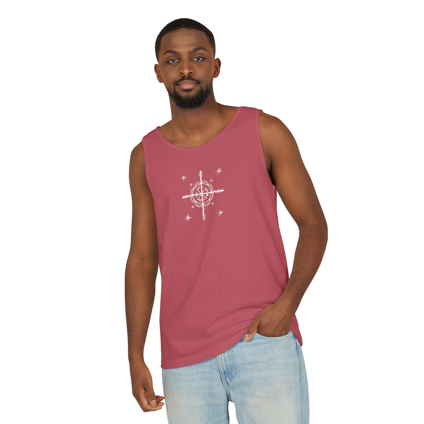 Uni Tank-Top Mèt-Kalfou veve, White on Crimson