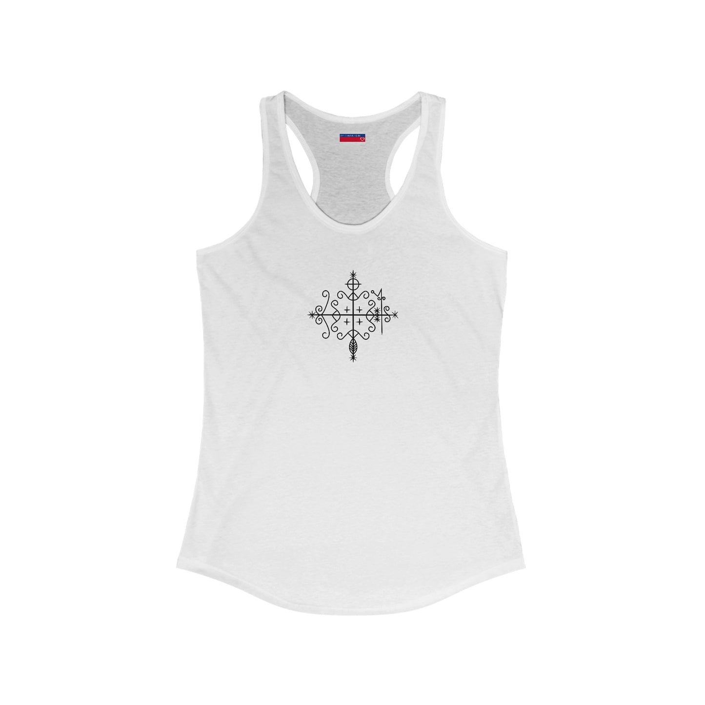 Racerback Tank-Top, Papa-Legba veve, Black on  White