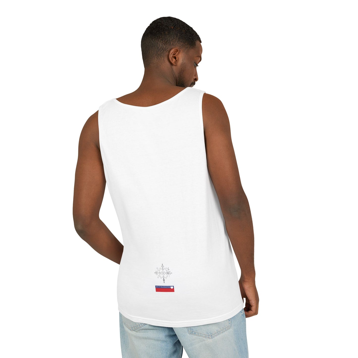 Uni Tank-Top Papa-Legba veve, Black on White