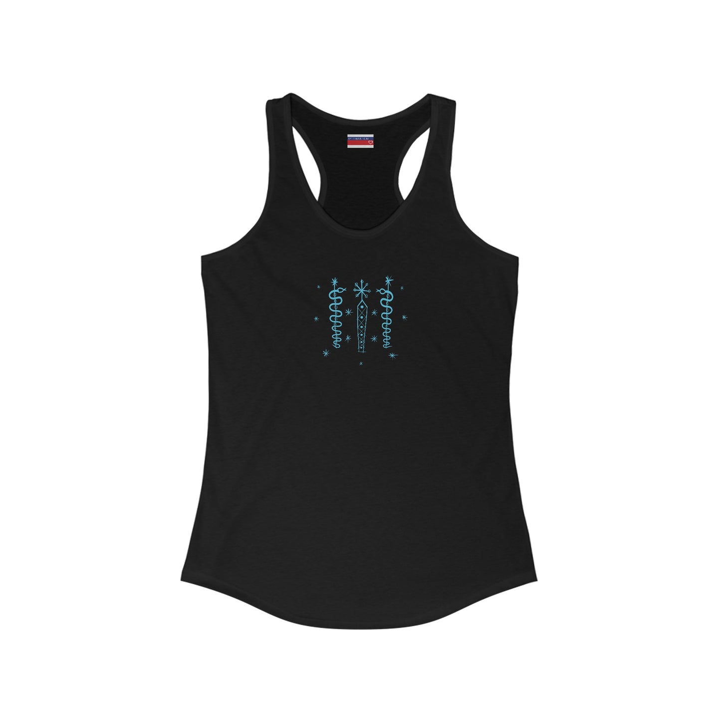 Racerback Tank-Top, Damballah-Wedo veve, Blue on Black