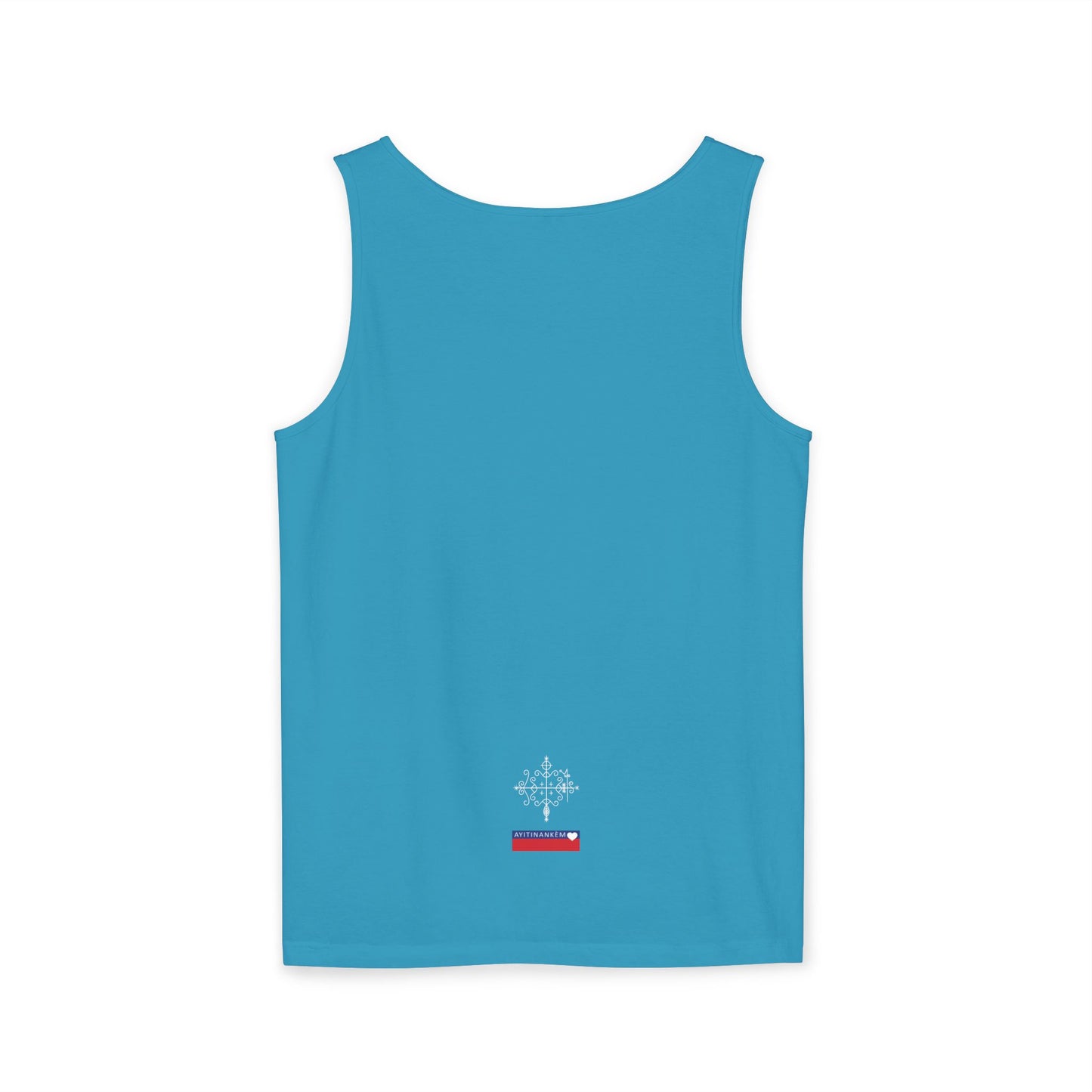 Uni Tank-Top Papa-Legba veve, White on Saphire