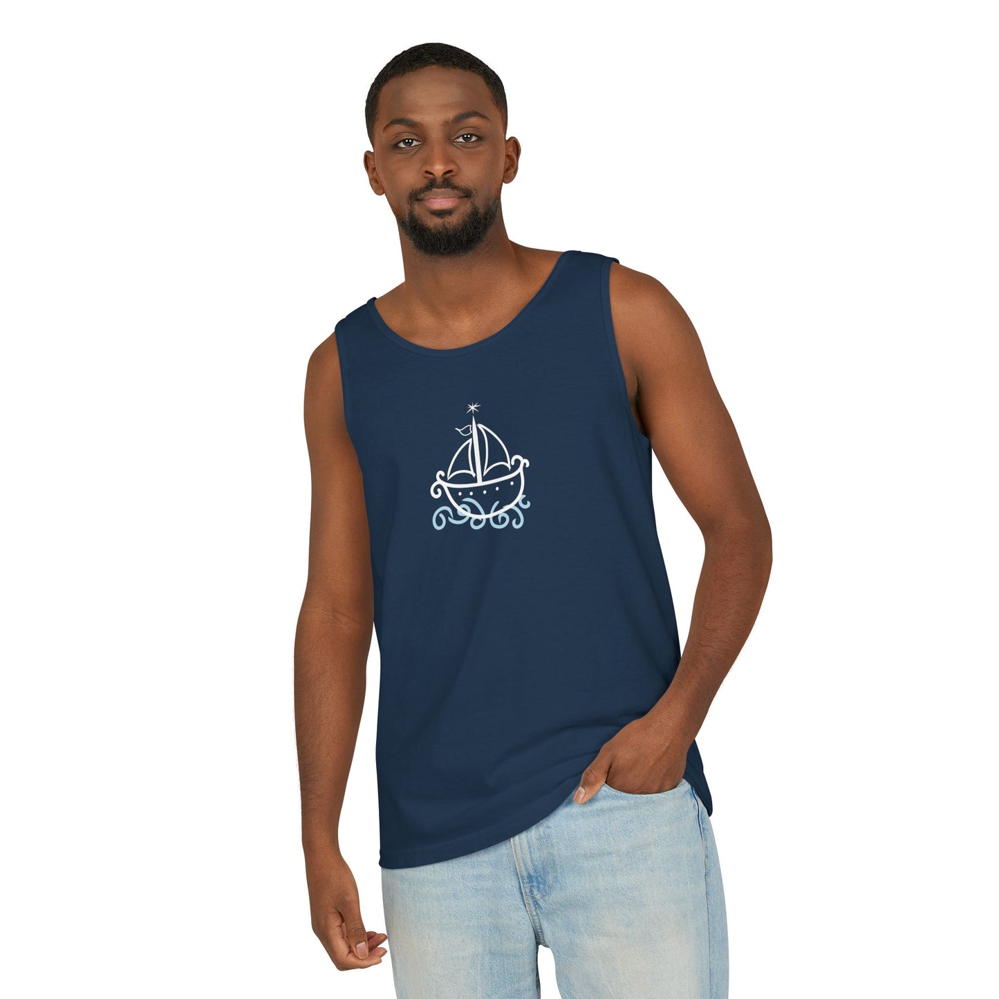 Uni Tank-Top Agwe veve, White on True Navy