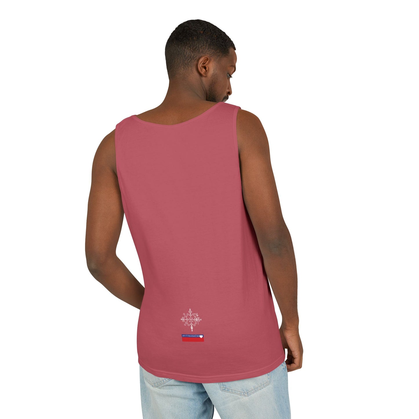 Uni Tank-Top Papa-Legba veve, White on Crimson