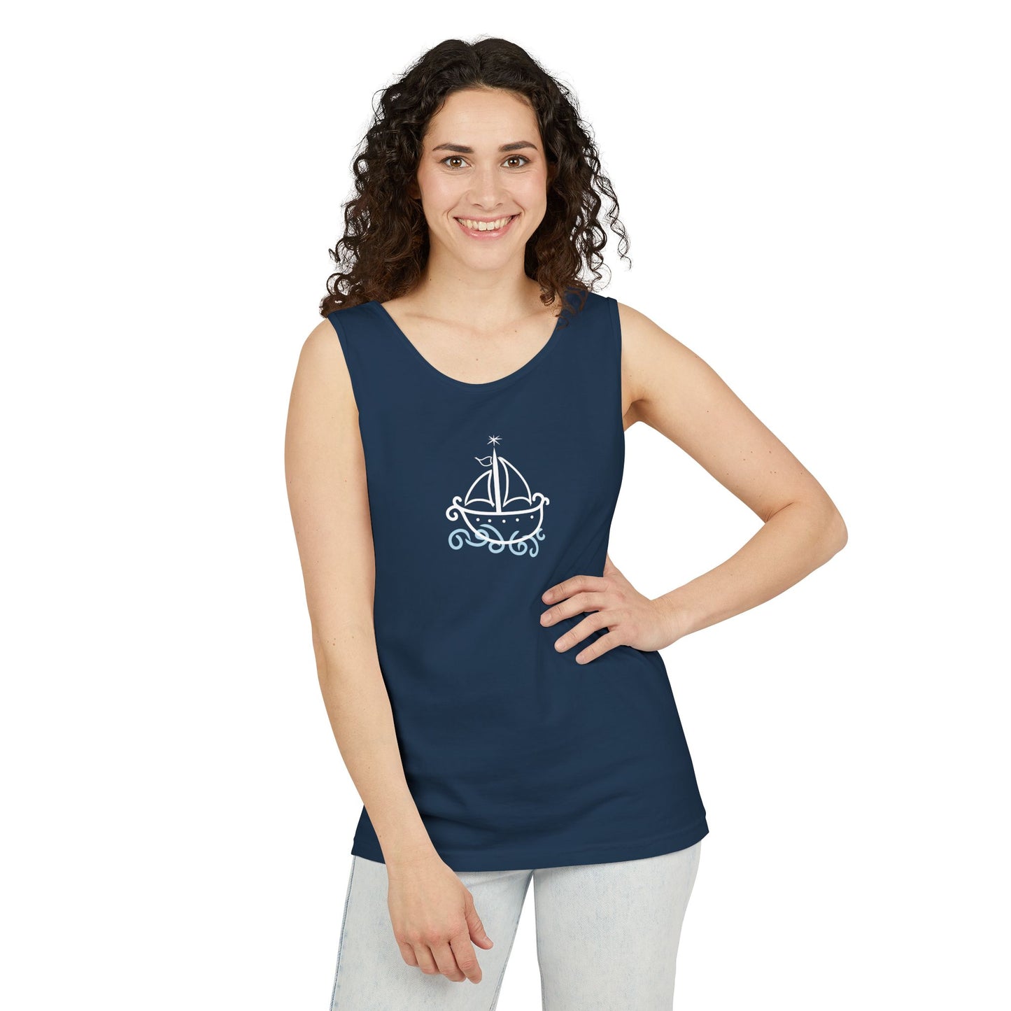 Uni Tank-Top Agwe veve, White on True Navy