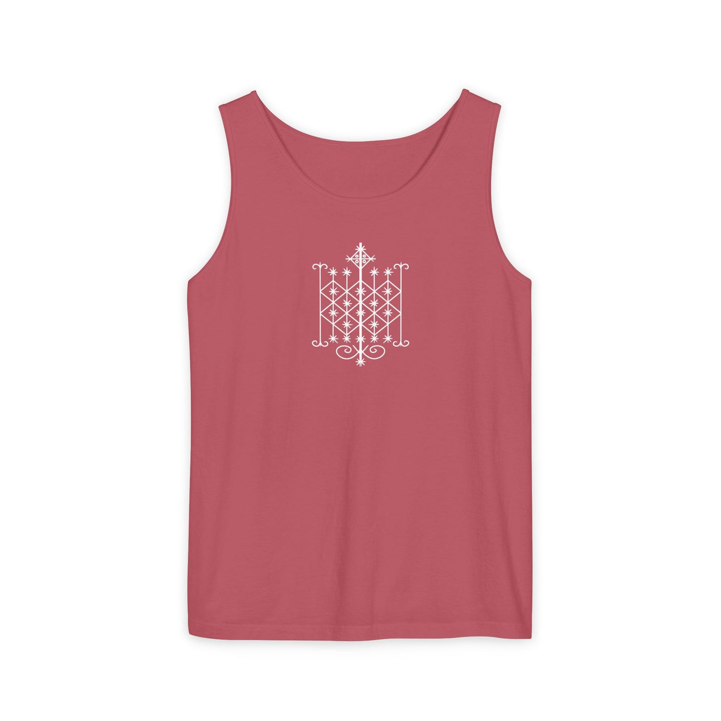 Uni Tank-Top Ogun veve, White on Crimson