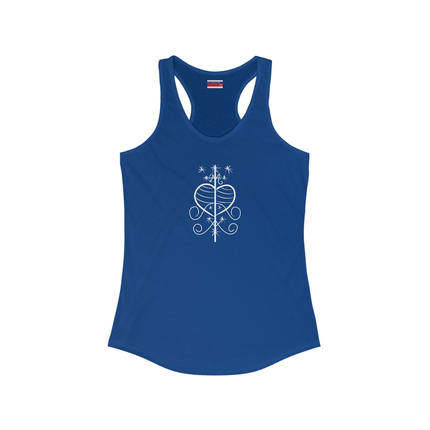 Racerback Tank-Top, Erzuli-Freda veve, White on Royal-Blue