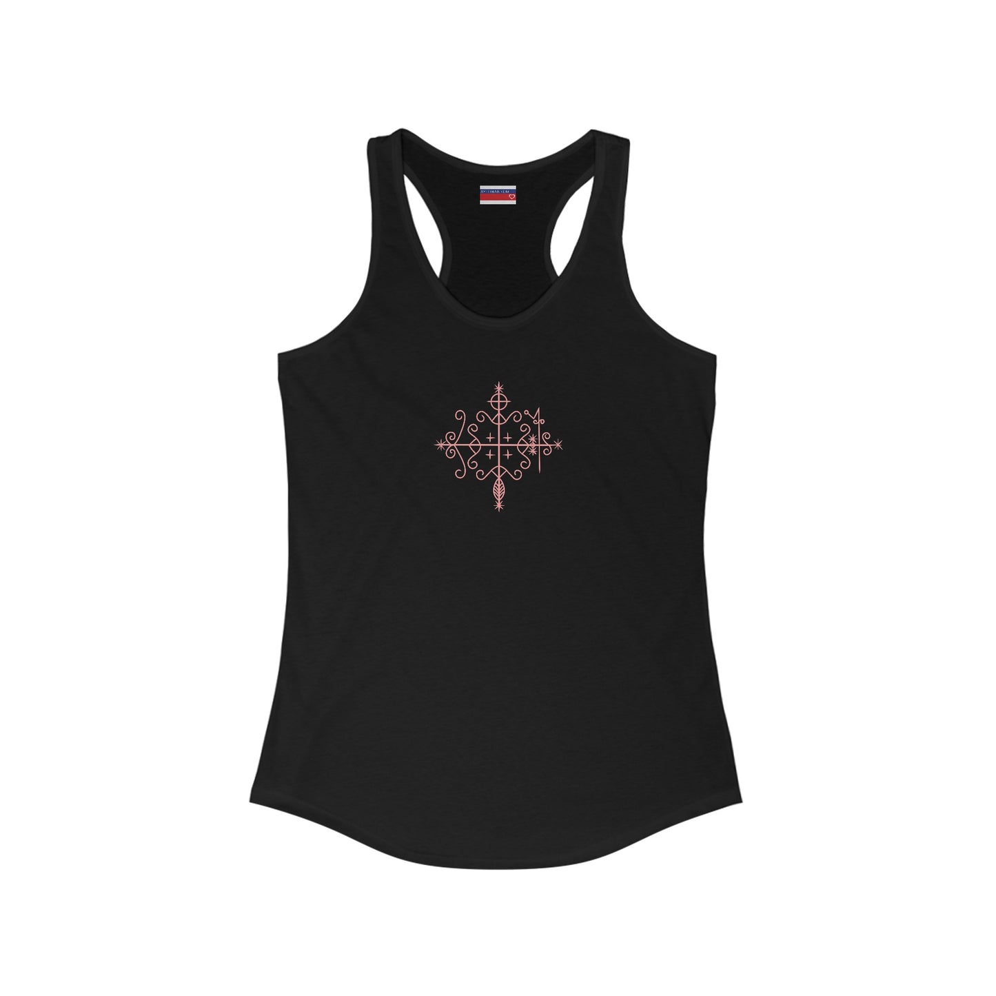 Racerback Tank-Top, Papa-Legba veve, Pink on Black