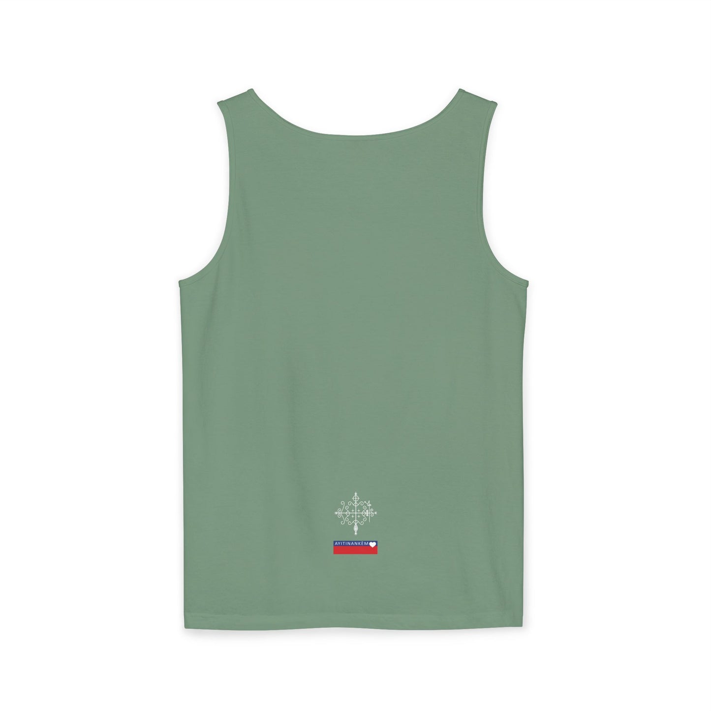 Uni Tank-Top Papa-Legba veve, White on Light-Green